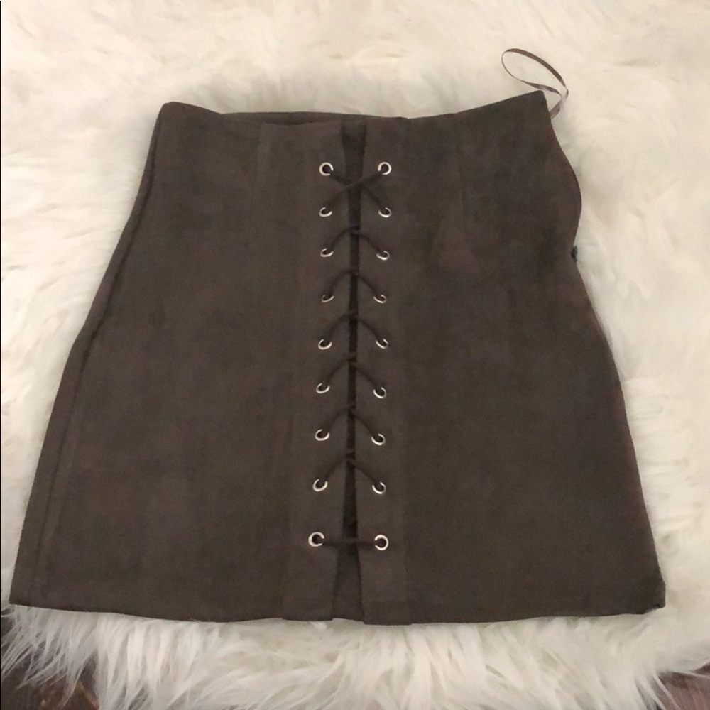 LF SEEK THE LABEL NWT suede lace up skirt
